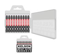 KELSON 10pcs PZ2 50mm Pozi 2 Impact Rated Screwdriver Bits with Storage Case 1/4" Universal