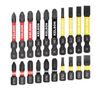 KELSON 20pcs Pozi, Phillips, Slotted 25mm & 50mm Impact Rated Screwdriver Bits 1/4" Universal