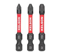 KELSON 3pcs Pozi 50mm PZ1 PZ2 PZ3 Impact Rated Screwdriver Bits 1/4" Universal