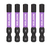 KELSON 5pcs 6mm Hex 50mm H6 Impact Rated Screwdriver Bits 1/4" Universal