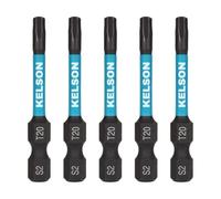 KELSON 5pcs T20 Torx 50mm #20 Star Drive Impact Rated Screwdriver Bits 1/4" Universal