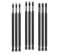 KELSON 9pcs Phillips 150mm PH1 PH2 PH3 Impact Rated Screwdriver Bits 1/4" Universal