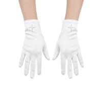 Keltra 1 Pair White Gloves,First Holy Communion Dress for Girls White Glove Accessories,Catholic 1st Eucharist Satin Glitter Rhinestone Cross Girl Gloves Decorations for Women Bridal Wedding Dance