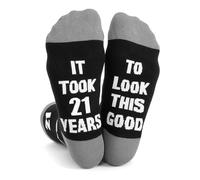 Keltra 21st Birthday Gifts for Men,Funny Socks 21th Gift Ideas for Him Unique Personalised Black Sock“It Took 21years to Look This Good”Keepsake for Boyfriend,Son,Mens,Brother Presents