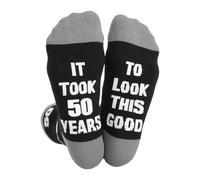 Keltra 50th Birthday Gifts for Men,Funny Socks Gift Ideas for Him Unique Personalised Black Sock It Took 50 years to Look This Good Keepsake for Boyfriend,Son,Mens (50)