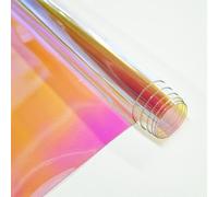 KELUBATU Red Holographic Clear Vinyl (30x135cm) - 0.3mm Transparent Iridescent Holographic Laser PVC Fabric for Sewing Bags, Keychains, Fashion Crafts