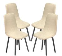 KELUINA Dining Chairs Covers Set of 2/4/6,Style Shell Dining Chair Mid Century Modern Chair Sipcover,Upholstered Dining Accent Side Chair Covers (Beige1,4 PCS)