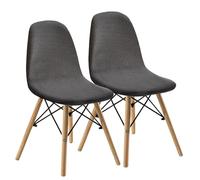 KELUINA Dining Chairs Covers Set of 2/4/6,Style Shell Mid Century Modern Chair Sipcover,Upholstered Accent Side Chair Covers (Dark Gray,2 PCS)