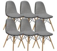 KELUINA Dining Chairs Covers Set of 2/4/6, Style Shell Mid Century Modern Chair Sipcover, Upholstered Accent Side Chair Covers (Light Gray, 6 PCS)