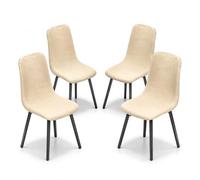 KELUINA Jacquard Stretch Dining Chair Covers for Mid-Century Beige1 4 PCS