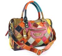 KELUINA Multicolour Patchwork Soft Real Leather Bag Handbag Shoulder Bag Cross Body Bag Hobo bag Designer Purse for Women/Lady