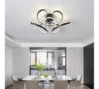 KeLuKes 45cm Ceiling Fans with Lights Dc Reversible Fan Light Ceiling Silent Dimmable 6 Speed Flush Mount Ceiling Fans with Lamps for Bedroom Living Room, Black