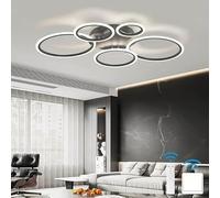 KeLuKes Dimmable Ceiling Light, Living Room LED Ceiling Lamp with Remote Control, Memory Function, 3000k-6500k, Timer, 100cm Ring Ceiling Light Chandelier, Black