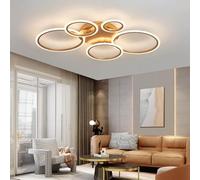 KeLuKes Dimmable Ceiling Light, Living Room LED Ceiling Lamp with Remote Control, Memory Function, 3000k-6500k, Timer, 100cm Ring Ceiling Light Chandelier, Gold