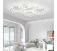 KeLuKes Dimmable Ceiling Light, Living Room LED Ceiling Lamp with Remote Control, Memory Function, 3000k-6500k, Timer, 100cm Ring Ceiling Light Chandelier, White