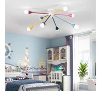 KeLuKes Kids Ceiling Light Multi-Coloured, 8-Arm Sputnik Chandelier, 77cm Semi-Flush Mount Light Fitting for Bedroom, Playroom, Modern Industrial Pendant E14 SES Base (No Bulbs)
