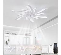KeLuKes Modern Ceiling Fans with Lights and Remote 78cm Ceiling Fans with Lamps Silent Dc 6-Speed Dimmable Reversible Winter/Summer Led Fan Light for Bedroom Lounge Living Room,White
