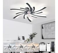 KeLuKes Modern Ceiling Fans with Lights and Remote 78cm Ceiling Fans with Lamps Silent Dc 6-Speed Dimmable Reversible Winter/Summer Led Fan Light for Bedroom Lounge Living Room,Black