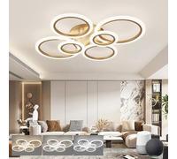 KeLuKes Modern Ceiling Lights Compatible with Alexa, Smart Ceiling Lamps 6 Rings, 3000K-6500K Adjustable, 60W, Dimmable LED Light for Bedroom Living Room Dining Room, Gold，80cm