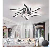 KeLuKes Silent Ceiling Fans with Lights Compatible with Alexa and Google Assistant, 78cm Bedroom Ceiling Fan with Lamp, Dc Motor, Timer Memory Function Reversible Dimmable Ceiling Fan Light, Black