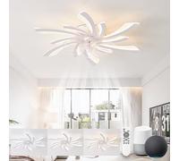 KeLuKes Silent Ceiling Fans with Lights Compatible with Alexa and Google Assistant, 78cm Bedroom Ceiling Fan with Lamp, Dc Motor, Timer Memory Function Reversible Dimmable Ceiling Fan Light, White