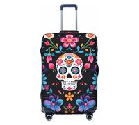 keluki Luggage Cover, Cool Elastic Luggage Cover Protector Anti-Scratch Travel Essentials Suitcase Cover Fits 18-32 Inch, Mexican Sugar Skulls Flowers, XL(29"-32"luggage)