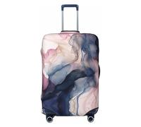 keluki Luggage Cover, Cool Elastic Luggage Cover Protector Anti-Scratch Travel Essentials Suitcase Cover Fits 18-32 Inch, Pastel Plum Deep Blue Blush And Gold Abstract Painting, M(22"-24"luggage)