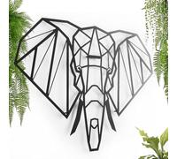 keluly Metal decoration. Floating wall sculpture, with shadows, made of steel. (43 x 31 cm., Elephant)