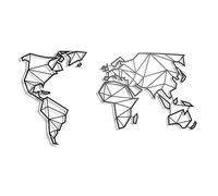 keluly World Map Steel Wall Decoration, Black