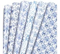 Keluna Blue Bow Flower Wrapping Paper - 12 Pcs Chinoiserie Light Blue Wrapping Paper for Baby Shower Girls Birthday Wedding Bridal Shower Gift Wrap Supplies