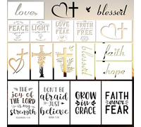 Keluna Christian Stencils - 16 Pcs Christian Painting Stencils for Wood, Wall & More