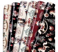 Keluna Christmas Horse Wrapping Paper - 12 Pcs Merry Christmas Tree Holly Xmas Wrapping Paper for Gifts Birthday Girl Wedding Baby Shower