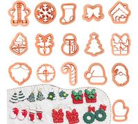 Keluna Christmas Polymer Clay Cutters - 16 Pcs Clay Cutters for Polymer Clay Jewelry, Snowflake Garland Dwarf Clay Cutters, Christmas Tree Clay Cutter for Polymer Clay Artist Making Unique Earrings