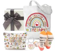 Keluna SLP Gifts for Women - Speech Therapy Tote Bag Makeup Bag Keychain Socks Basket, Everyone Deserves A Voice SLP Appreciation W ift for Speech Language Pathologists Birthday