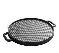 KELUNIS Double-Sided Cast Iron Round Grill Pan 12 Inch/30cm Cast Iron Skillet Pan Non-Stick Griddle Pan, for Tortillas, Baking Stove, Grill BBQ and Camping, Oven Safes