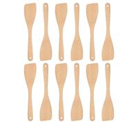 Kelvenix 12x 30cm Wooden Spatulas Non Stick Long Handle Kitchen Utensils in Brown | Size: 12x 30 cm Kelvenix Brown 12x 30 cm