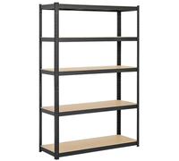 Kelvenix 180cm x 120cm x 45cm 5-Tier Garage Shelving Unit Heavy Duty in Black | Size: 0.6m2 Kelvenix Black 0.6m2
