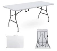 Kelvenix 1x 6ft Folding Table CAMPING HEAVY DUTY FOLDING TRESTLE TABLE in White Kelvenix White