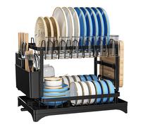 Kelvenix 2 Tier - Black 2 Tier Dish Drainer Rack With Drip Tray | Size: 10000mm x 520mm Kelvenix Black 10000mm x 520mm
