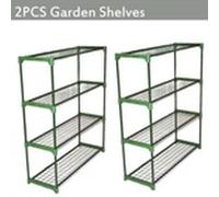Kelvenix 2 x Greenhouse Staging Shed Garage Storage Steel Shelving in Green Kelvenix Green