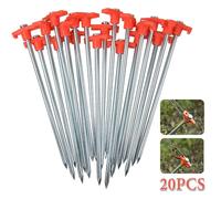 Kelvenix 20 x Heavy Duty Hard Ground 25cm Rock Peg Hi Vis Hook Top in Orange Kelvenix Orange