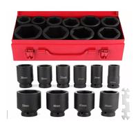 Kelvenix 22-50mm HGV Long Reach Impact Socket DRIVE DEEP IMPACT Socket Set in Black Kelvenix Black