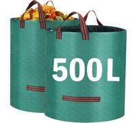 Kelvenix 2x 500L Heavy Duty Garden Refuse Sacks, Grass & Leaf Rubbish Bags in Green Kelvenix Green
