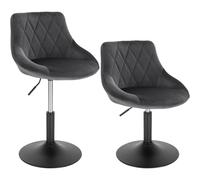 Kelvenix 2x Dressing Table Stool Velvet Swivel in Dark Grey | Size: 0.6m2 Kelvenix Dark Grey 0.6m2