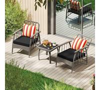 Kelvenix 3 PCS Rattan Bistro Set Wicker Furniture Set in Grey | Size: 0.6m2 Kelvenix Grey 0.6m2