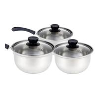 Kelvenix 3-Piece Pan Set Non Stick aucepan Cookware Pot in Silver | Size: 0.6m2 Kelvenix Silver 0.6m2