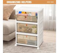 Kelvenix 3 tier Plastic Storage Drawers Box Tower Unit in White | Size: 500mm Kelvenix White 500mm
