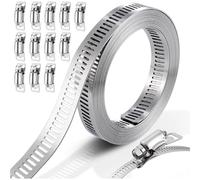 Kelvenix 3M Stainless Steel Hose Clamp Large Adjustable Jubilee Clips in Silver Kelvenix Silver