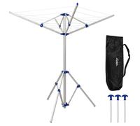 Kelvenix 4 Arm Aluminium Rotary Camping Clothes Airer 16m Washing Line in Metallic Silver Kelvenix Metallic Silver