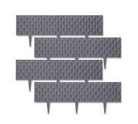 Kelvenix 4 Rattan Effect Plastic Garden Edging & Lawn Plant Border Fence in Grey Kelvenix Grey